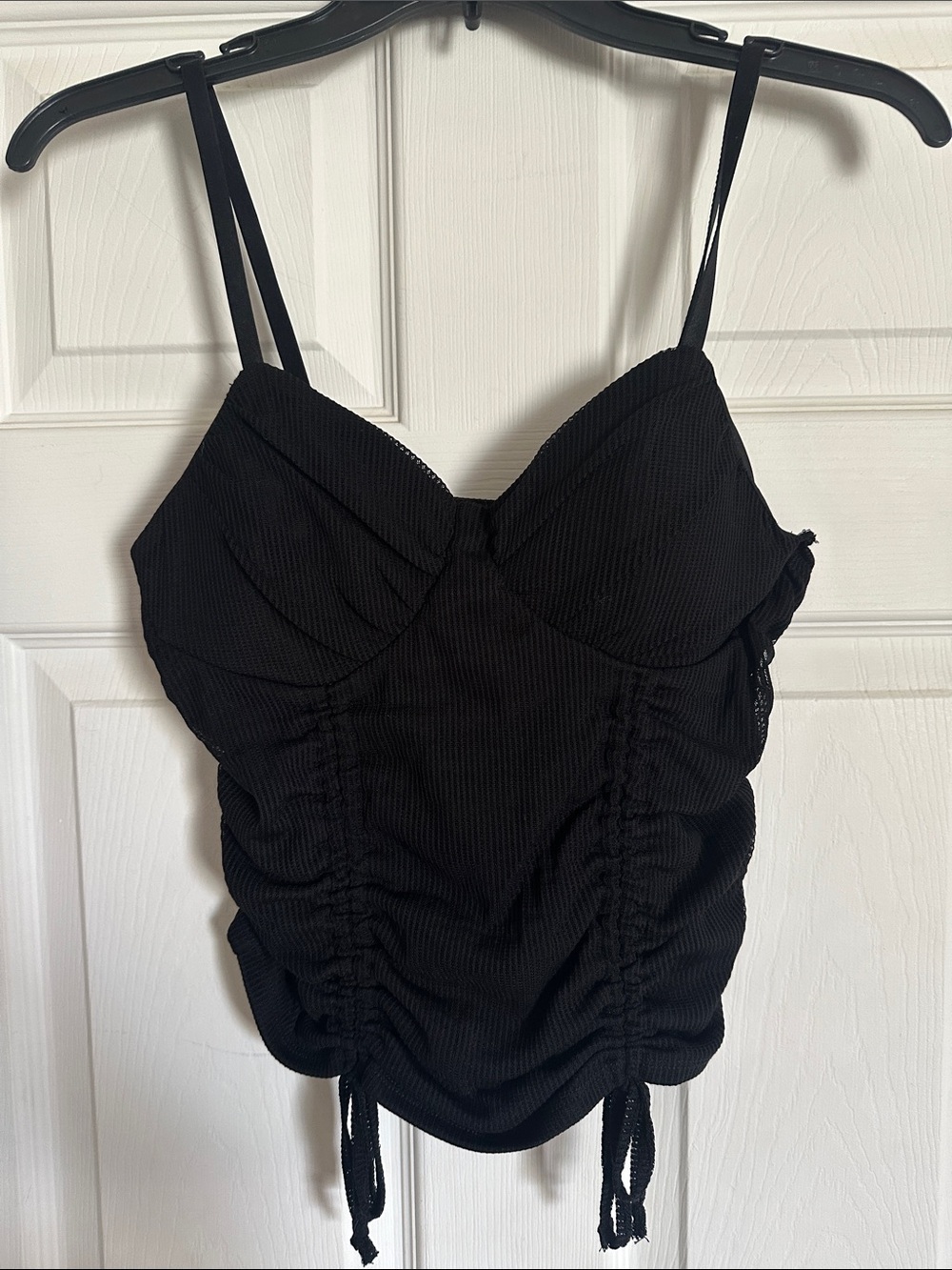 Black Ruched Cami Tank Top